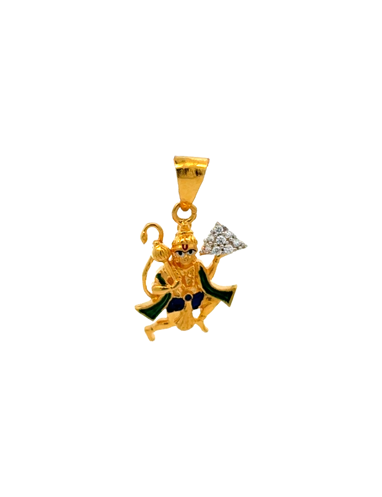 Gold Hanuman Pendant 22 Karat