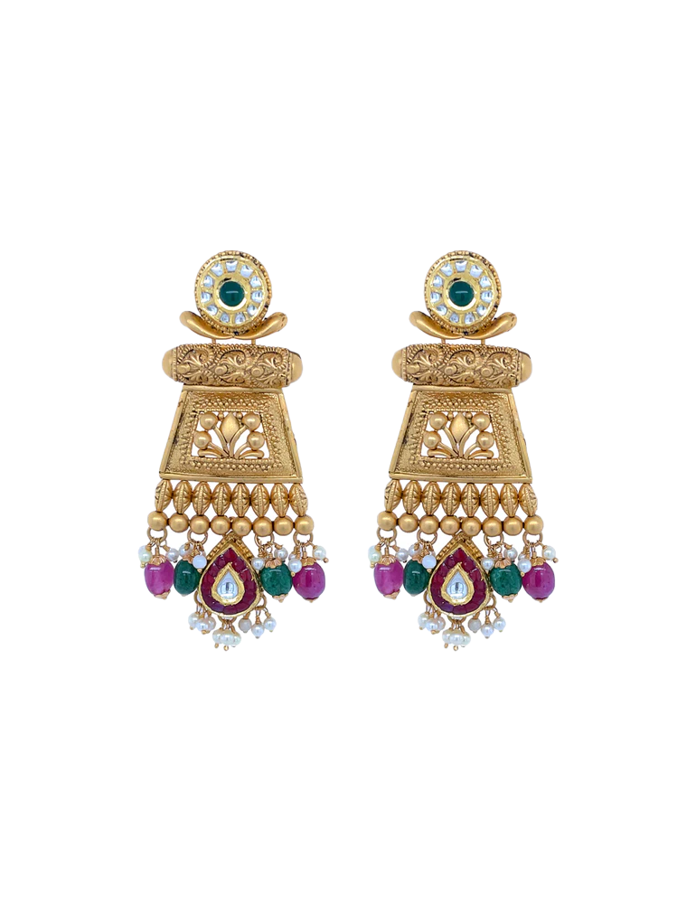 22 Karat Antique Gold Necklace Set with Earrings