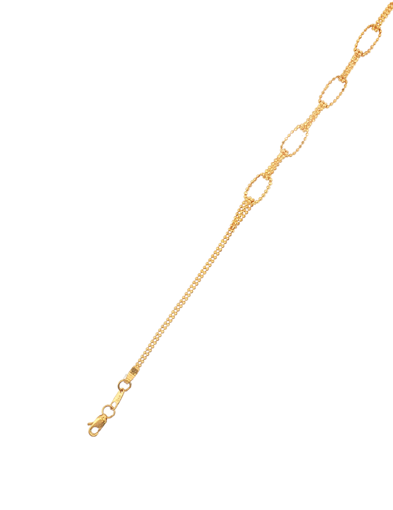 Delicate Oval Motif Gold Bracelet - 22 Karat