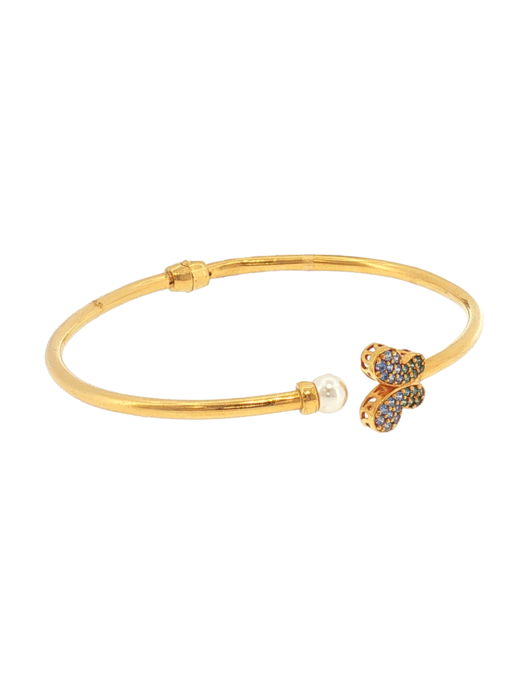 Open Cuff Butterfly Bracelet - 22 Kt