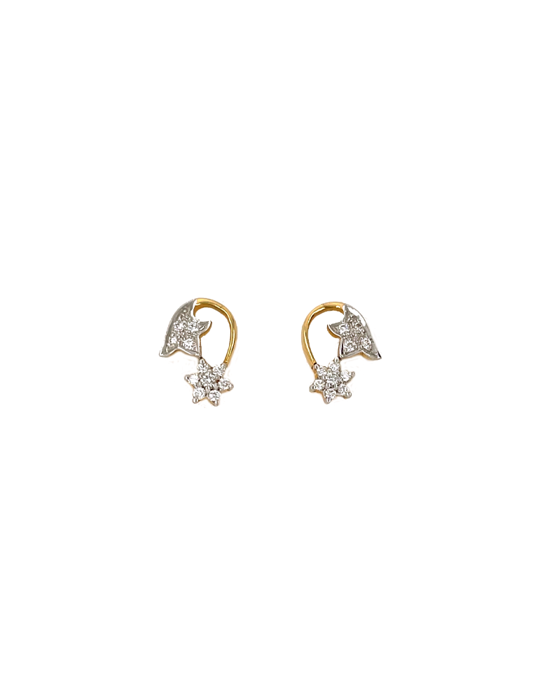 Flower Loop Diamond Gold Earrings In 18 Karat