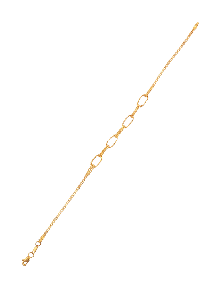 Delicate Oval Motif Gold Bracelet - 22 Karat