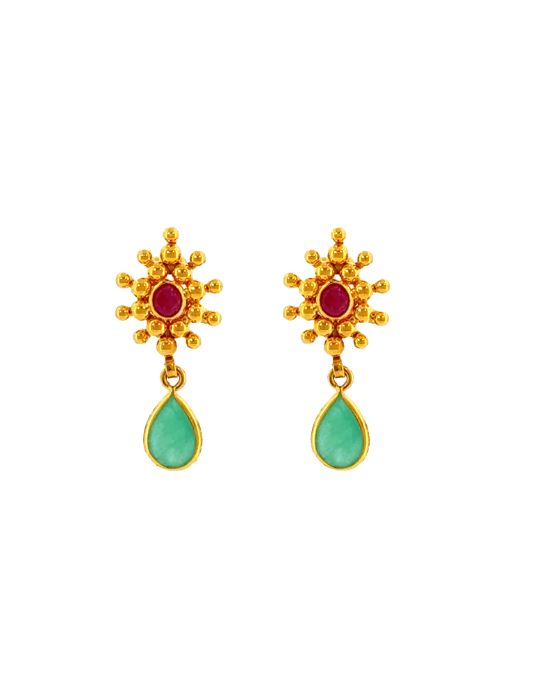 Vanya Panna Gold Necklace Set - 22 Kt