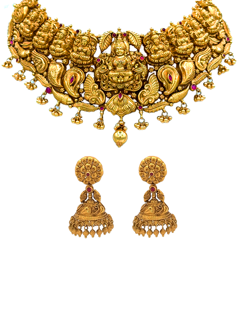 Gold Neckalce with Earrings - 22 Karat