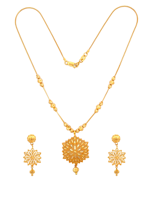 Padma Radiant Bloom Necklace Set with Earrings 22 Karat