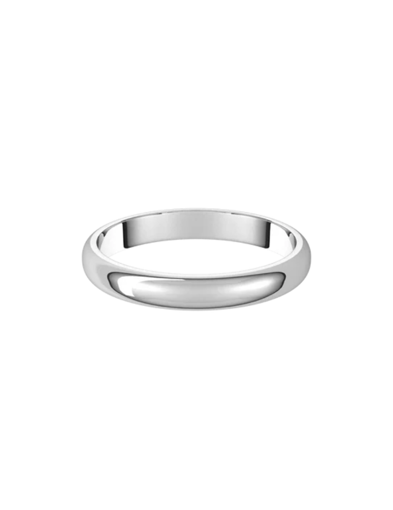 Half Round White Gold Band 18 Karat