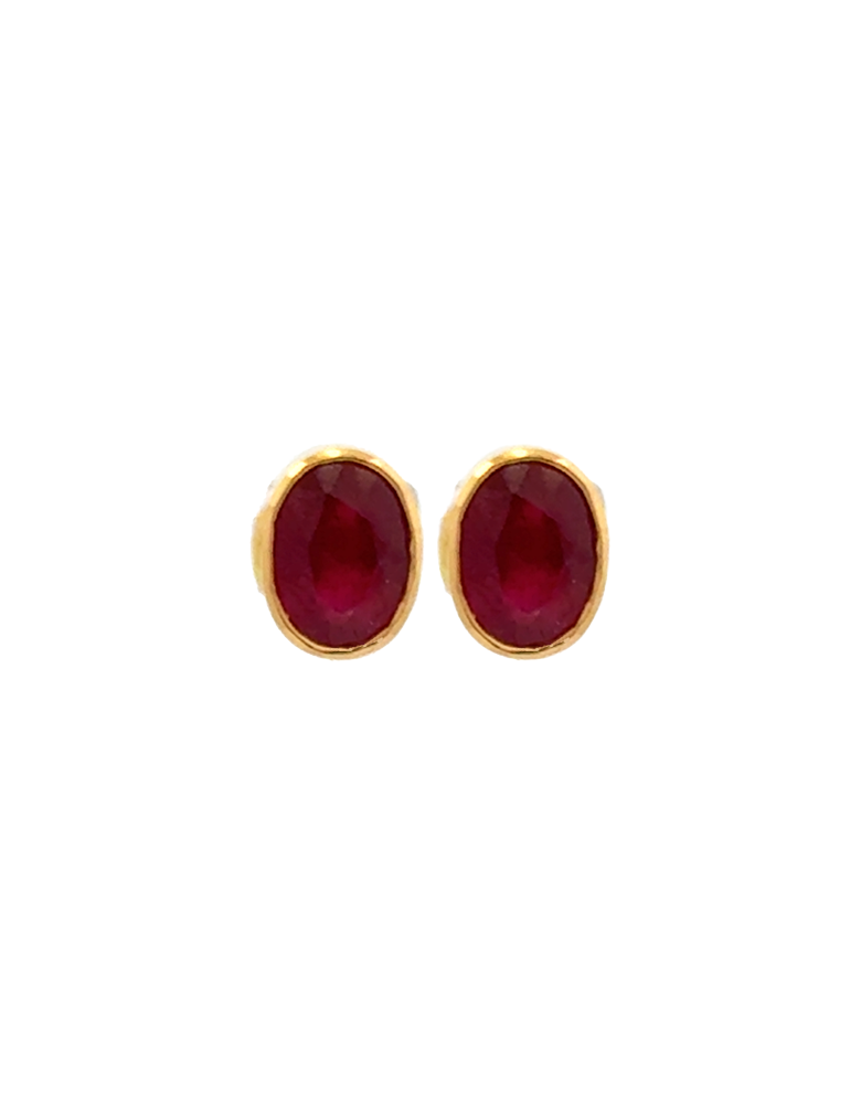 Rhea Ruby Solitaire Pendant Set - 22 Karat