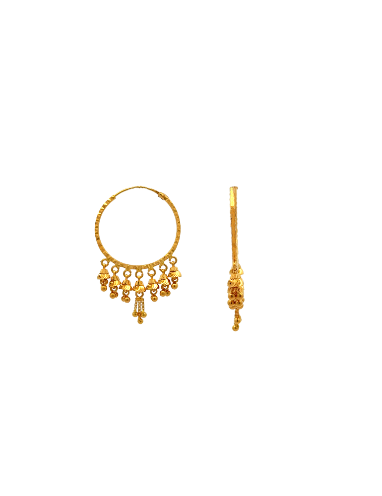 Gold Bali Earrings - 22 Karat