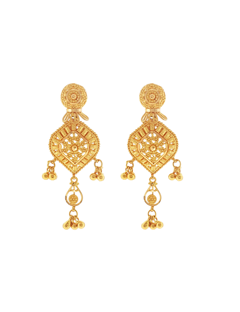 Anuradha Filigree Gold Earrings - 22 Karat