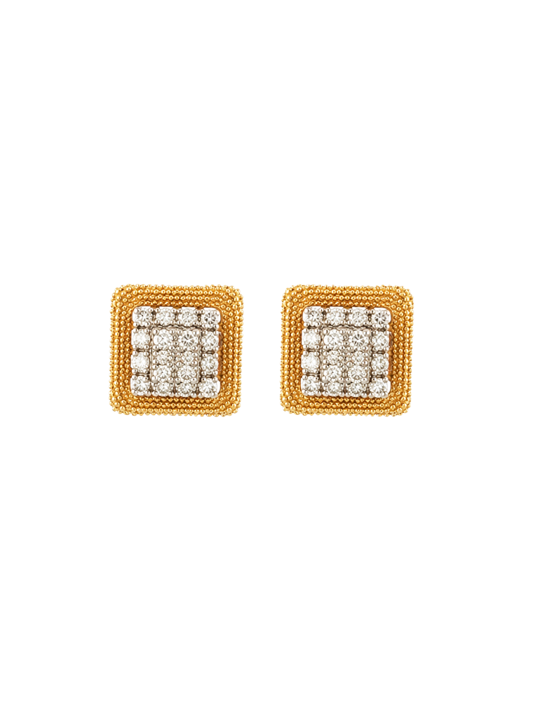 Diamond Mosaic Square Studs - 18 Karat