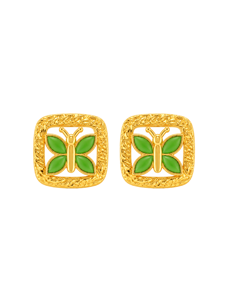 Verdant Wings Gold Studs - 22 Karat