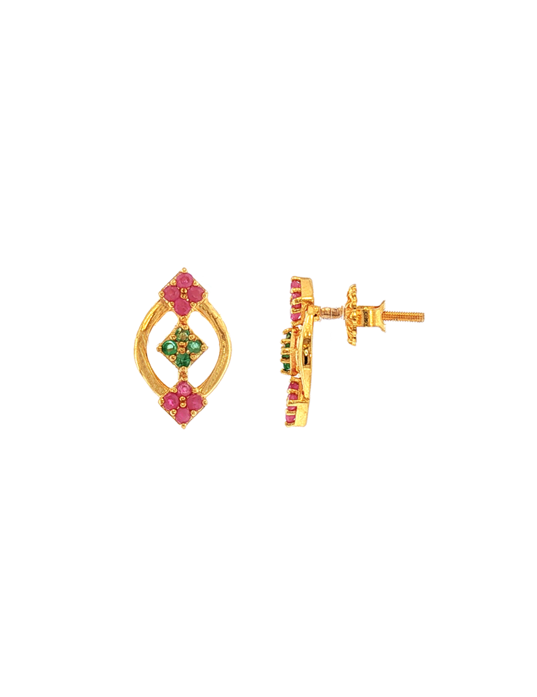 Riva Ruby Emerald Studs - 22 Karat