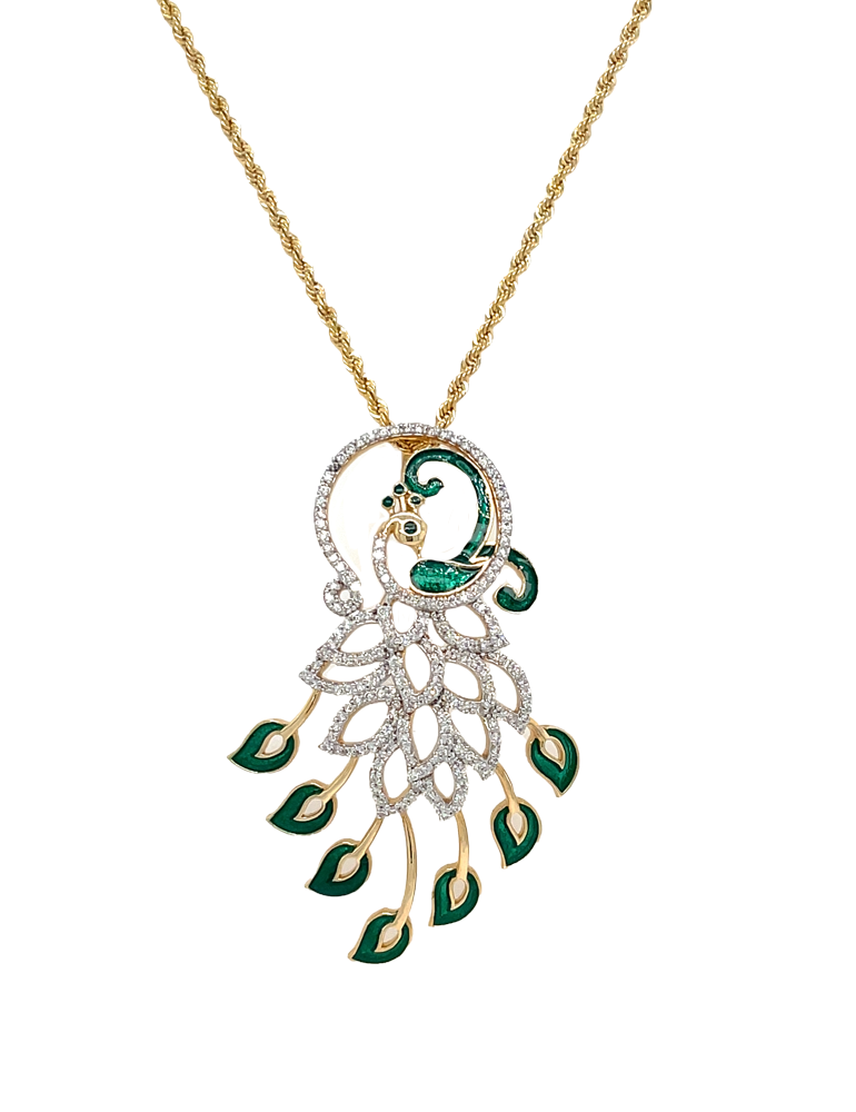 Diamond Pendant Set With Earring 18 Karat