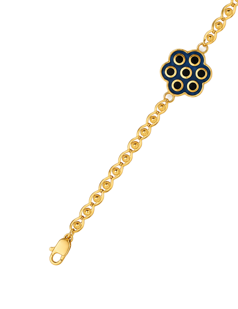 Blush & Noir Floral Gold Bracelet - 22 Karat
