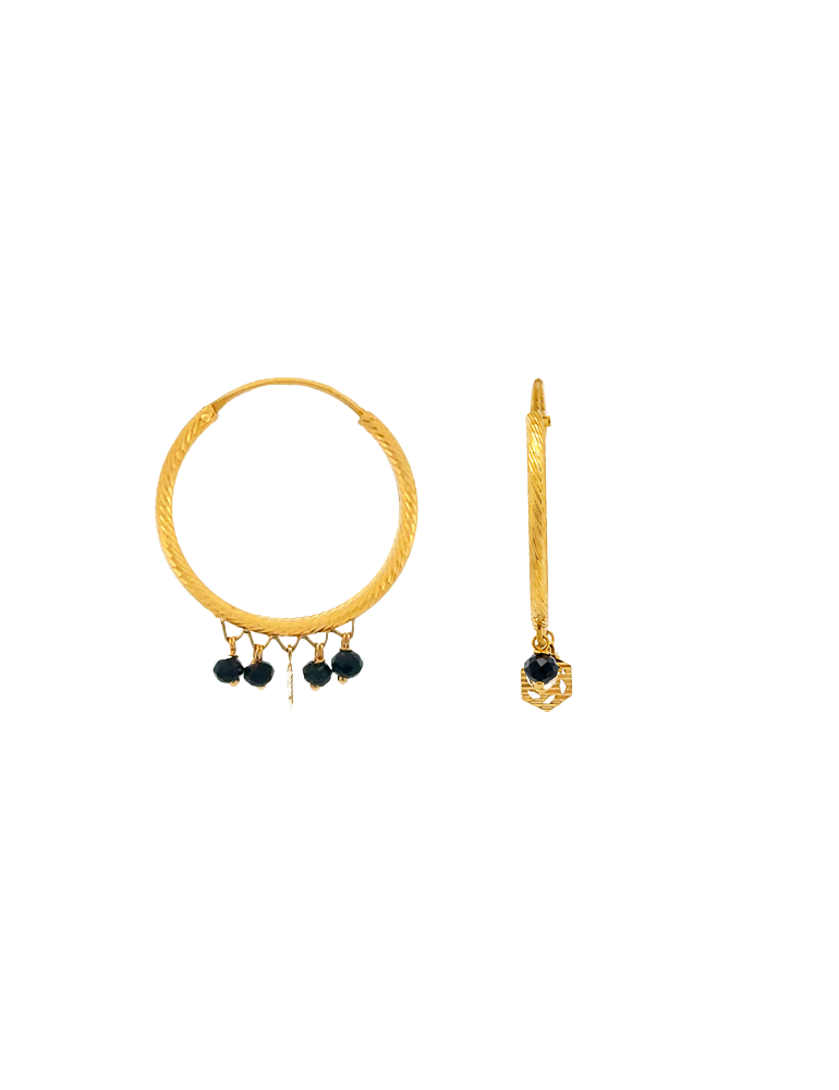 Noorani Beaded Gold Hoops - 22 Karat
