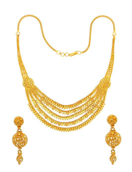 Gold Necklace Set with Earrings 22 Karat