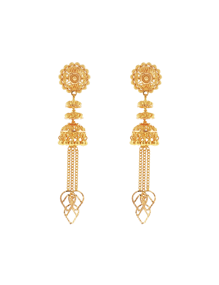 Veda Cascade Jhumkas - 22 karat