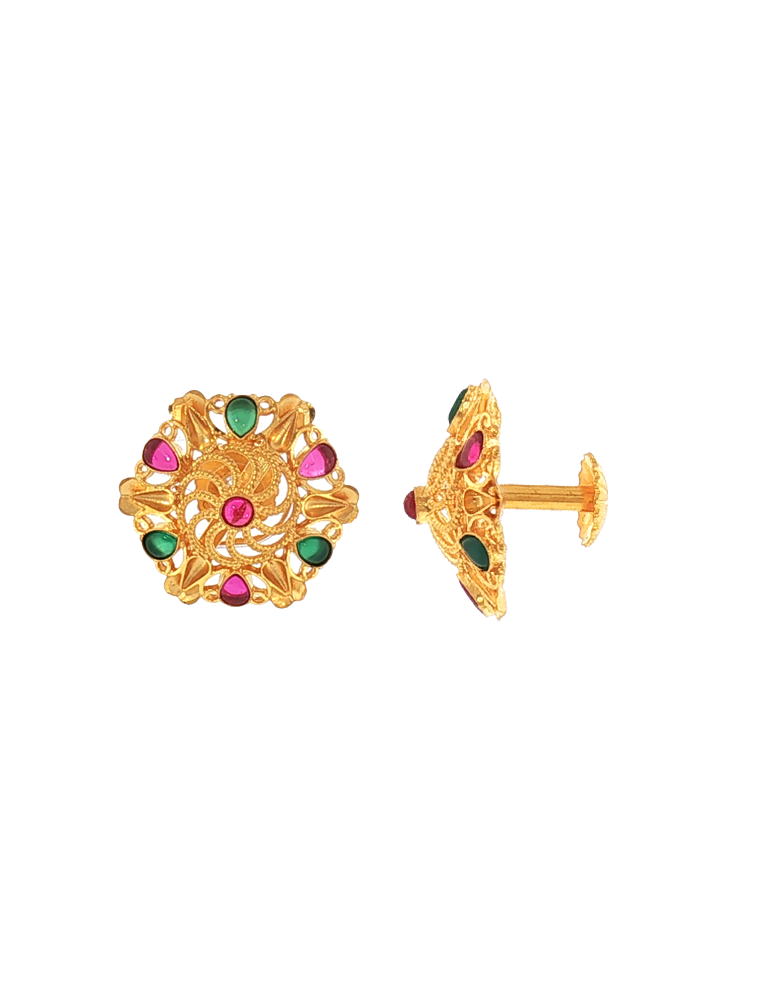 Rangoli Filigree Studs - 22 Karat
