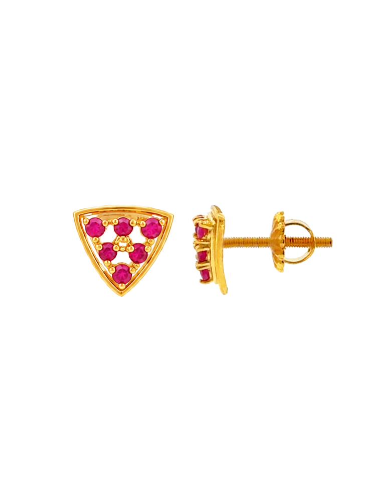 Scarlet Prism Stud Earrings - 22 Karat