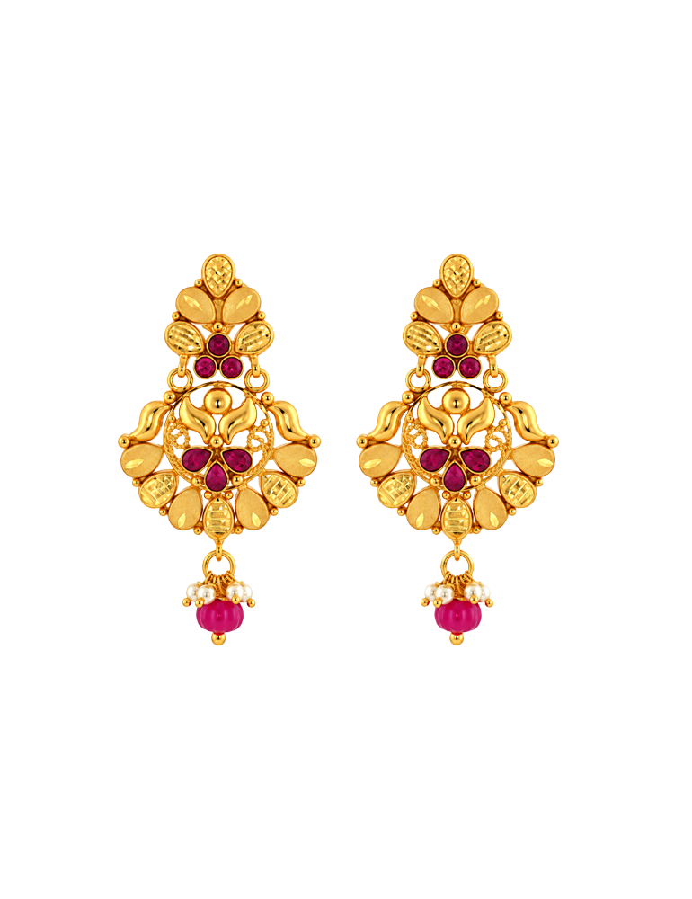 Roshni Floral Drop Earrings - 22 Karat