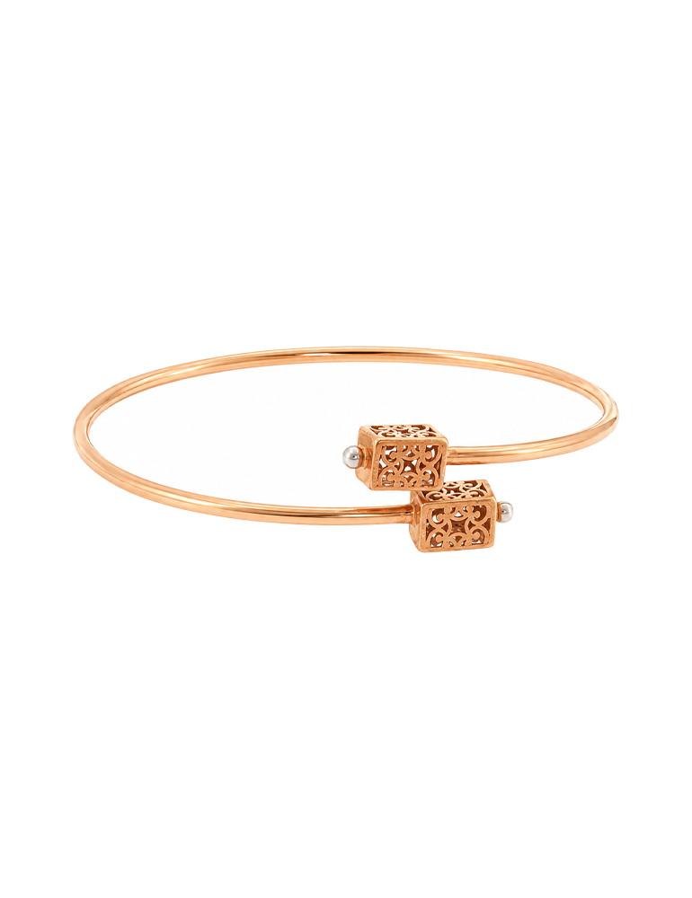 Ornate Cube Cuff Bracelet - 22 Karat
