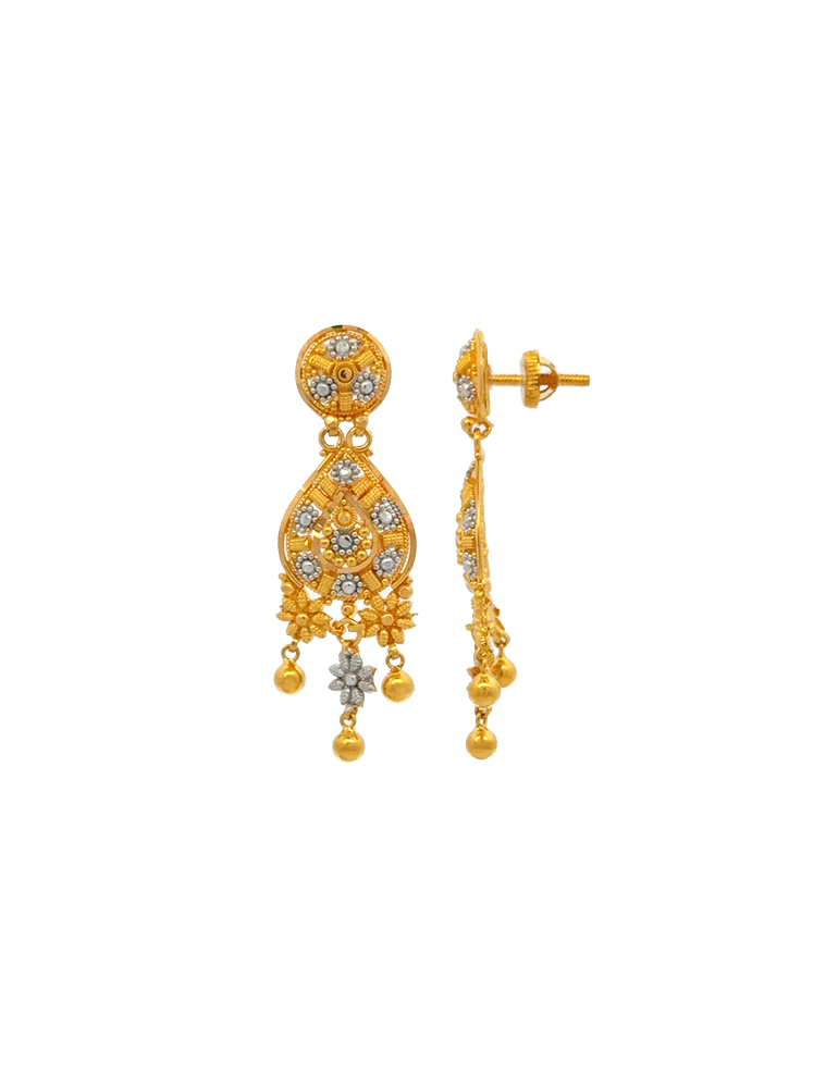 Two-Toned Gold Earrings - 22 Karat