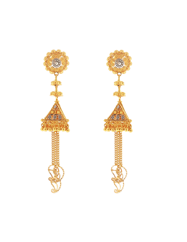Tarini Temple Tassel Earrings - 22 karat