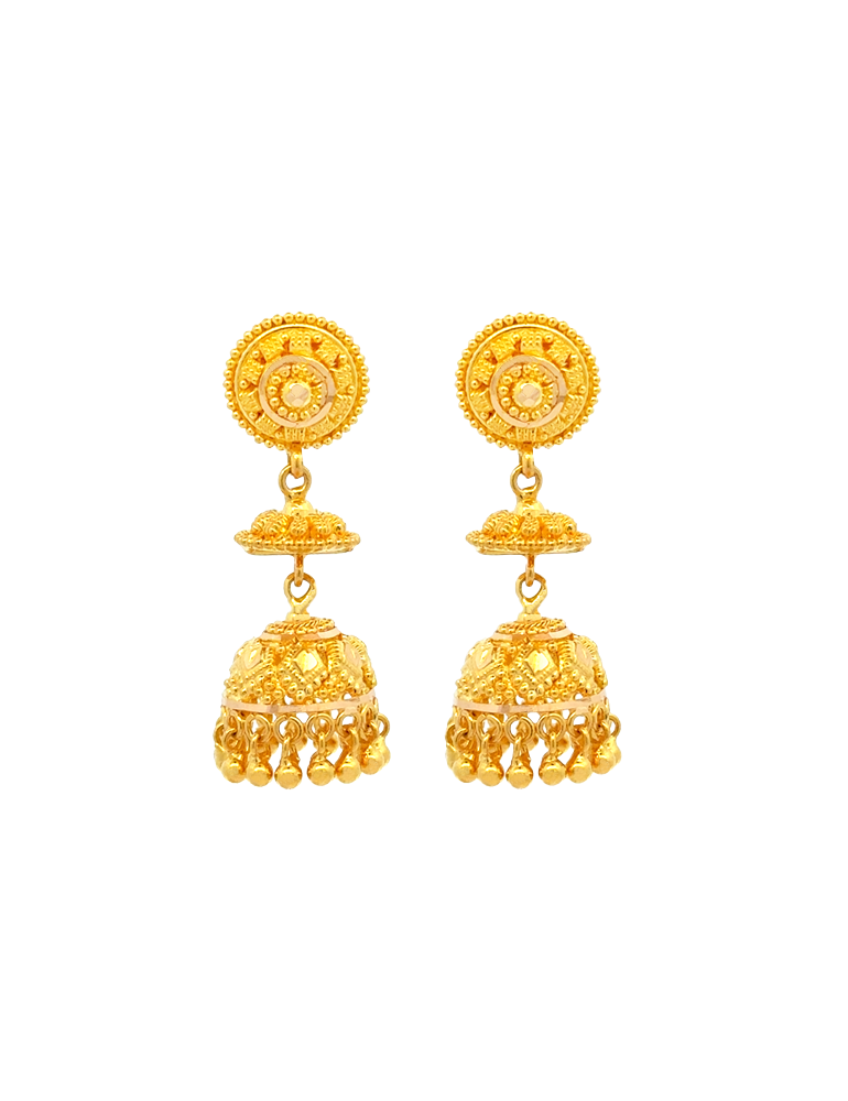 Kanak Leaf Drop Necklace with Earrings 22 Karat