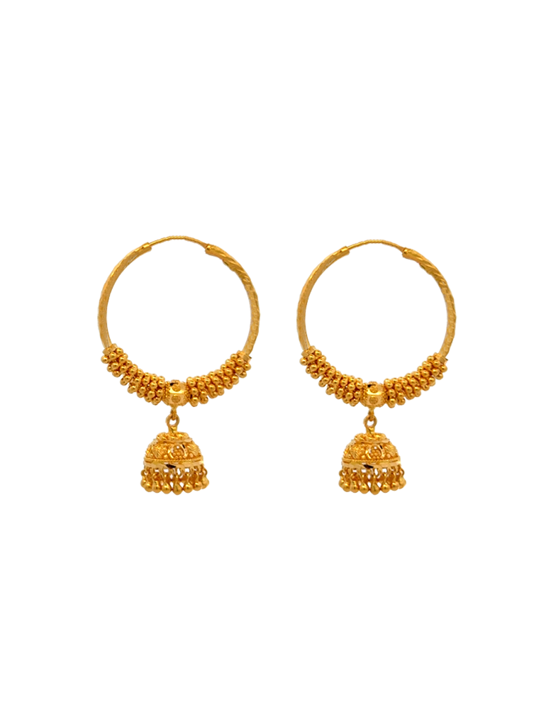 Gold Hoop Danglers 22 Karat