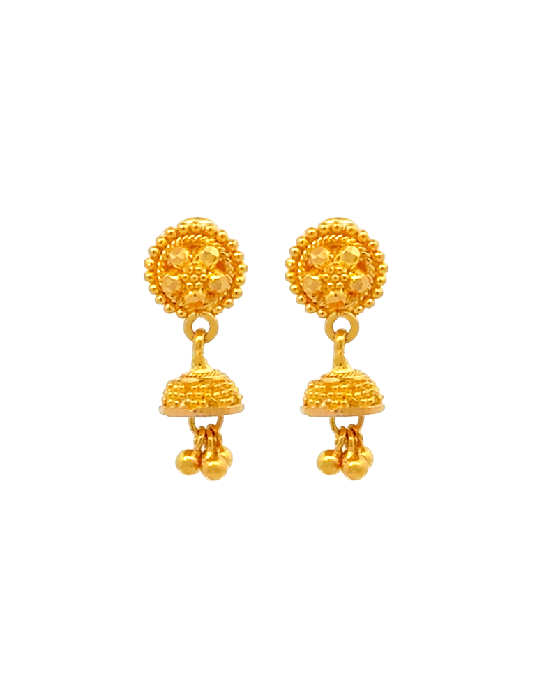 Classic Jhumki Gold Earrings - 22 karat