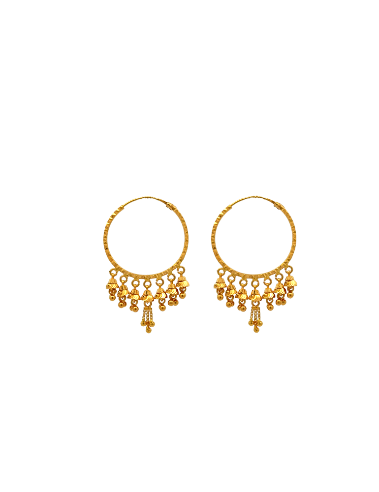 Gold Bali Earrings - 22 Karat