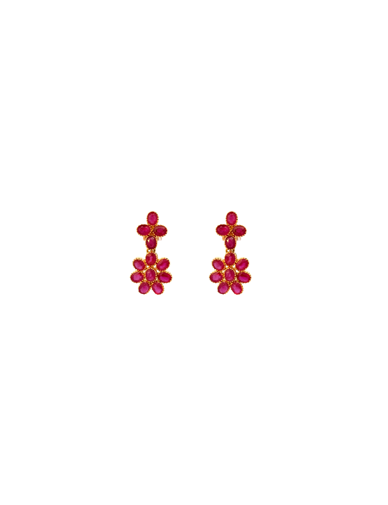 Gold RubyNeckalce With Earrings - 22 Karat