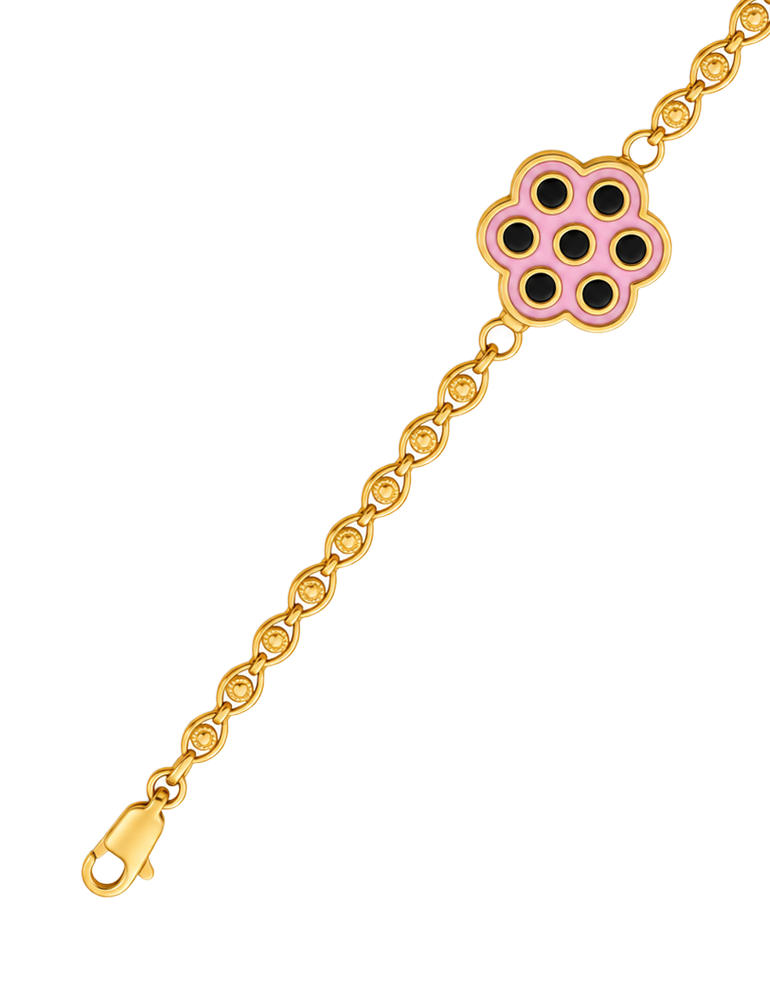 Blush & Noir Floral Gold Bracelet - 22 Karat
