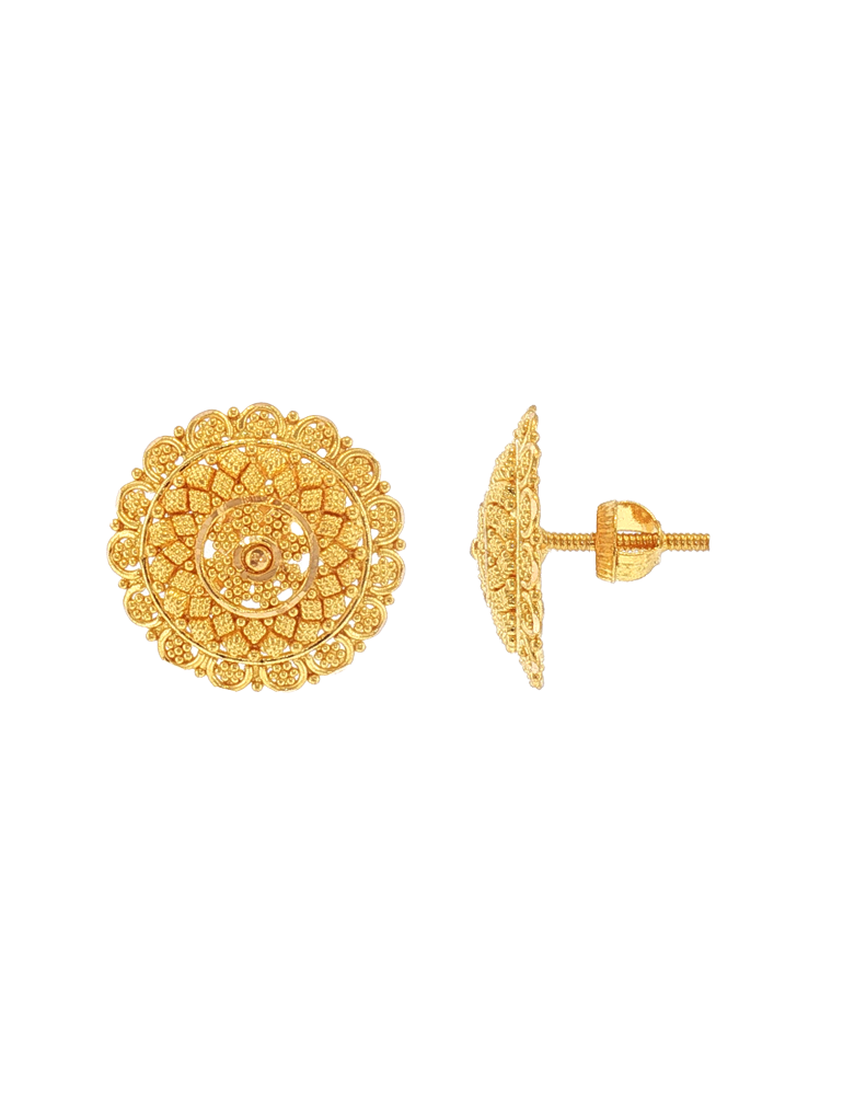 Surya Mandala Gold Earrings - 22 karat