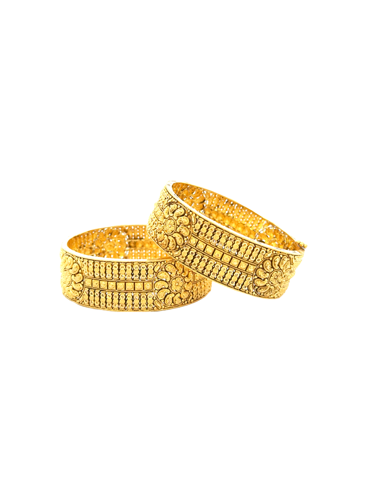 22 Kt Gold Antique Bangles - Set of 2