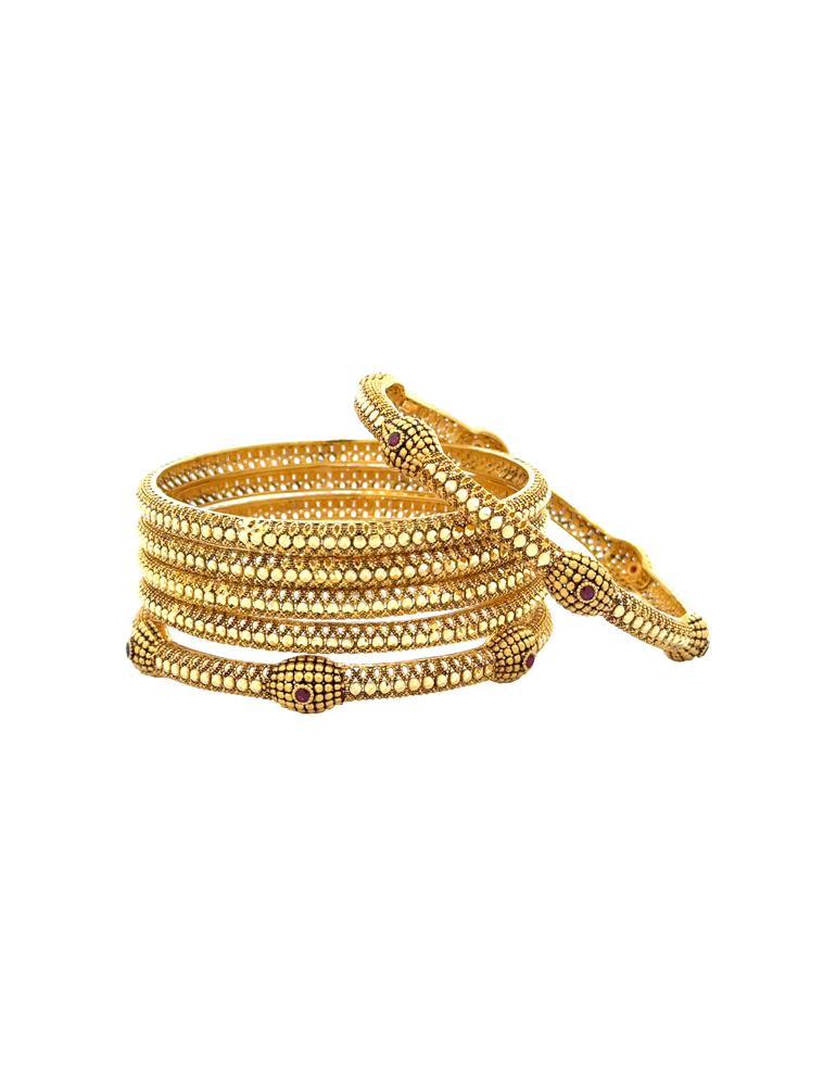 Noorjaal Antique Gold Bangles 22kt  - Set of 6