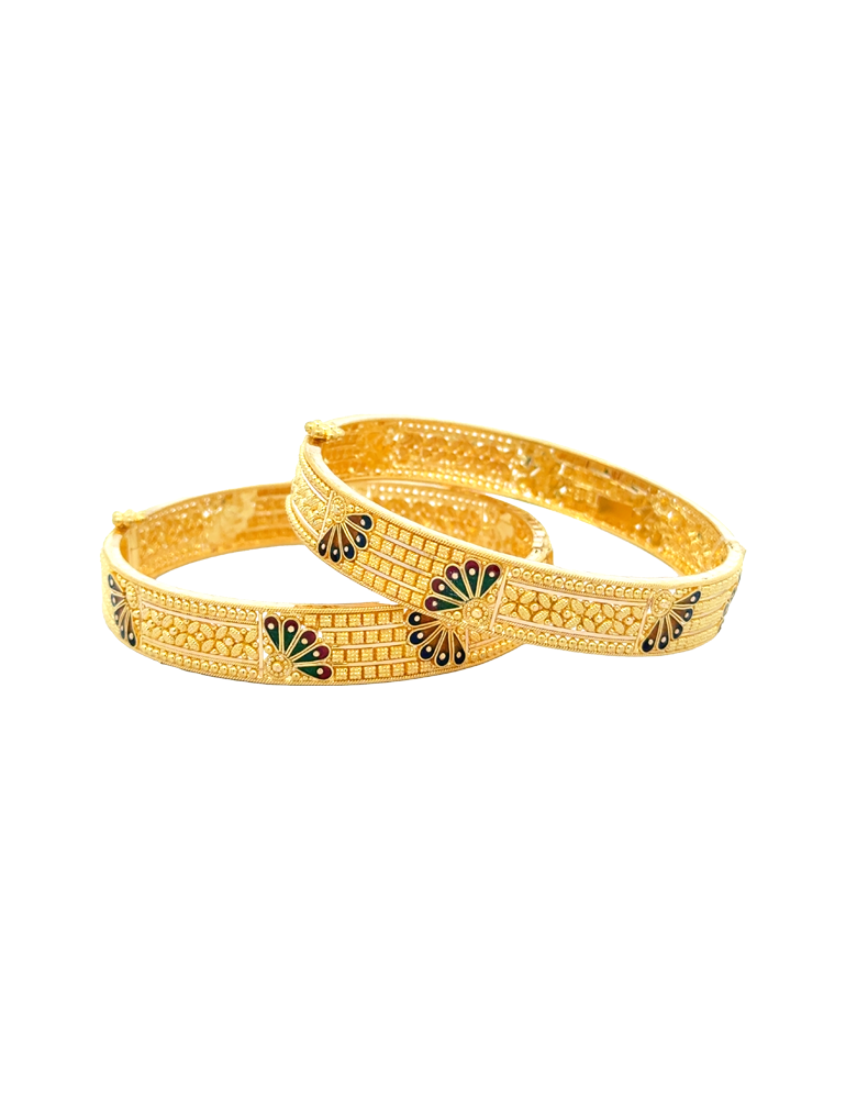 Surmayi Peacock Gold Kadas 22kt  - Set of 2