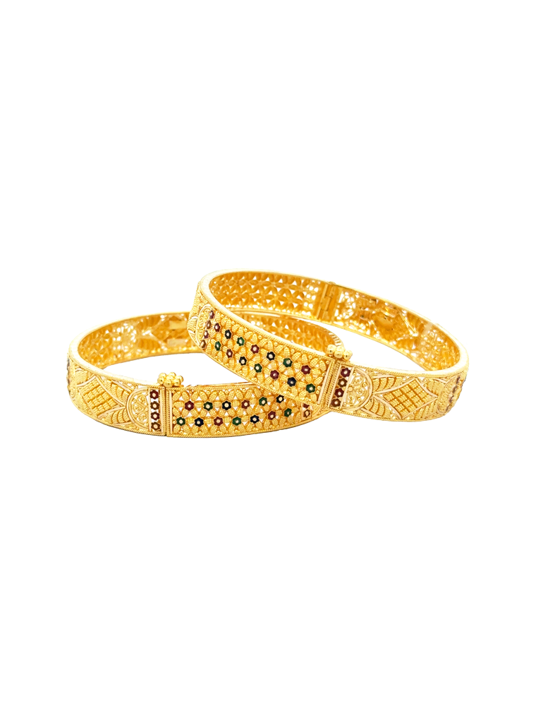 Rangrez Meena Gold Bangles 22kt  - Set of 2