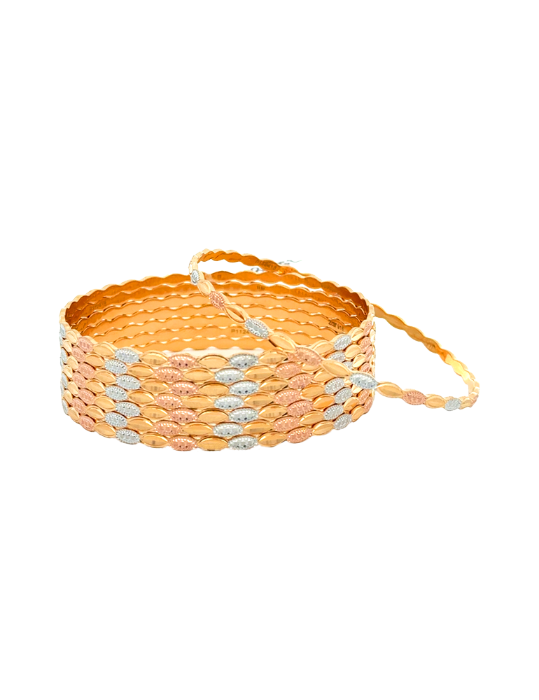 Triveni Weave Tri-Color Bangles 22kt  - Set of 8