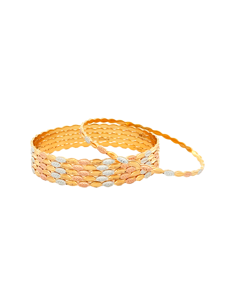 Triveni Weave Tri-Color Bangles 22kt  - Set of 8