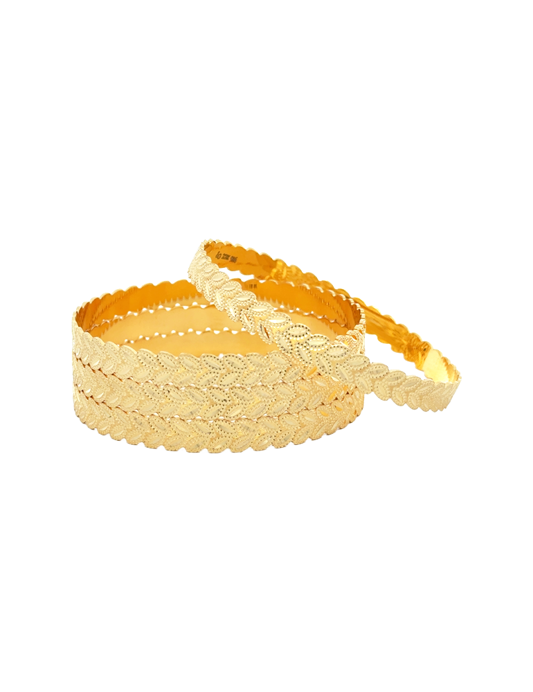 Elegant Laurel Gold Bangles 22kt  - Set of 6