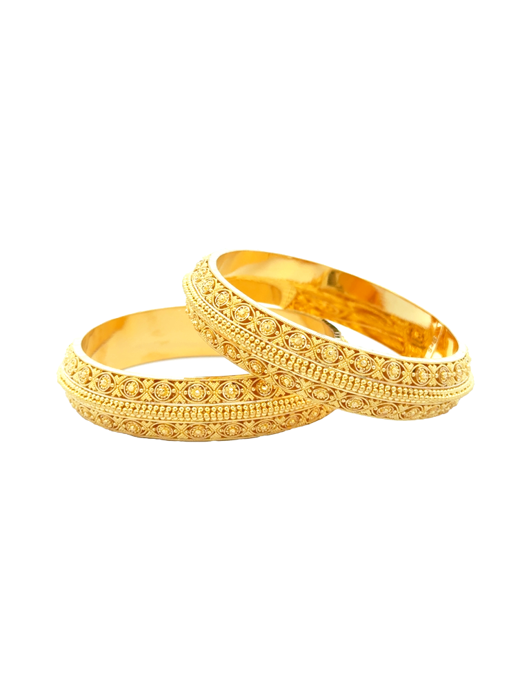 Intricate Granulated Gold Bangle - 22kt  (Set of 6)
