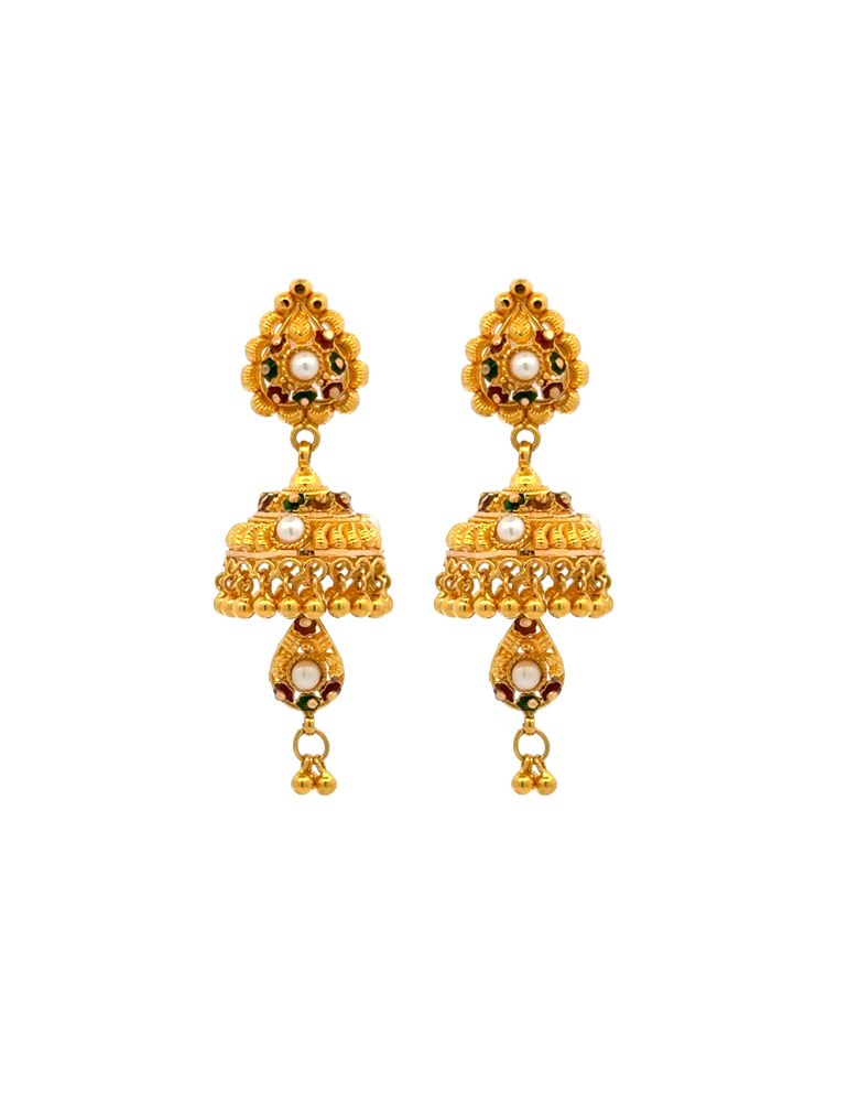 Graceful 22K Earrings with Pearl