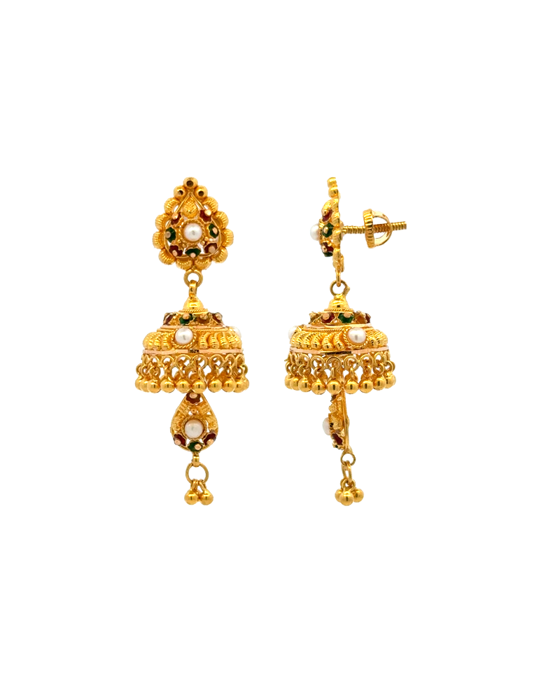 Graceful 22K Earrings with Pearl
