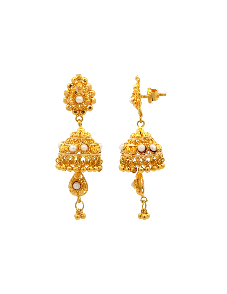 Graceful 22K Earrings with Pearl
