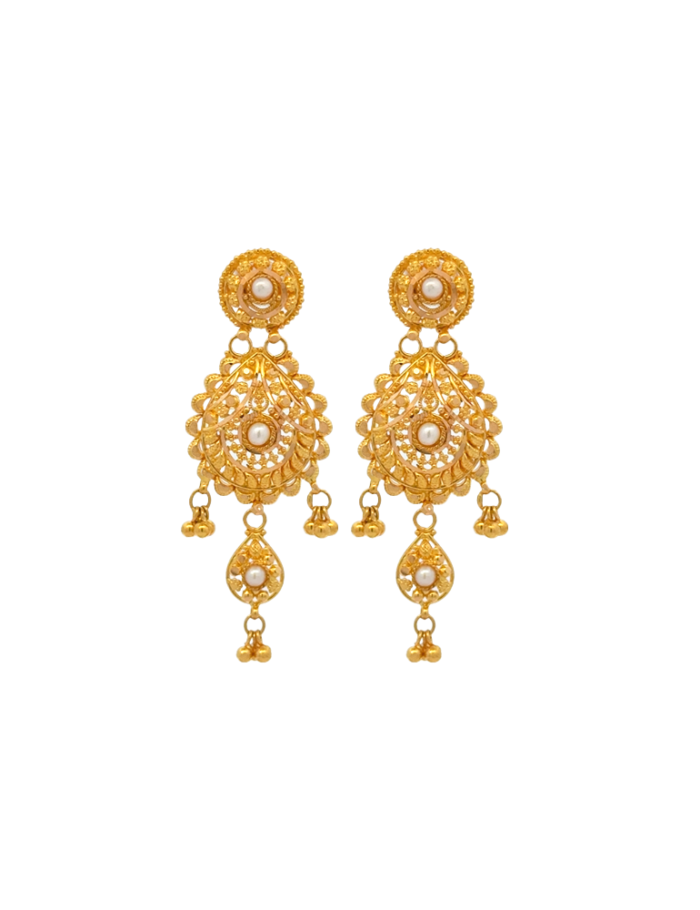 Graceful 22K Earrings with Pearl