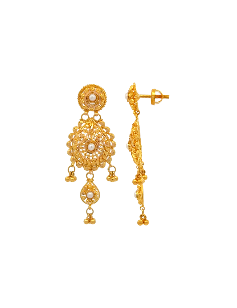 Graceful 22K Earrings with Pearl