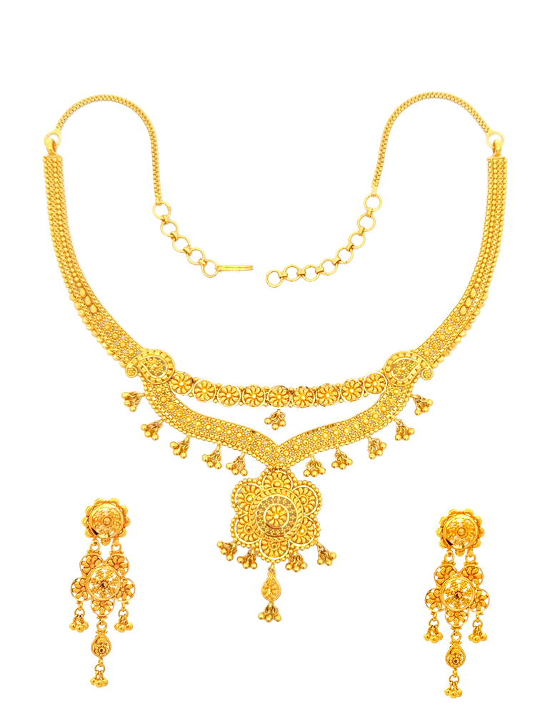 22 Kt Yellow Gold Set With Earrings