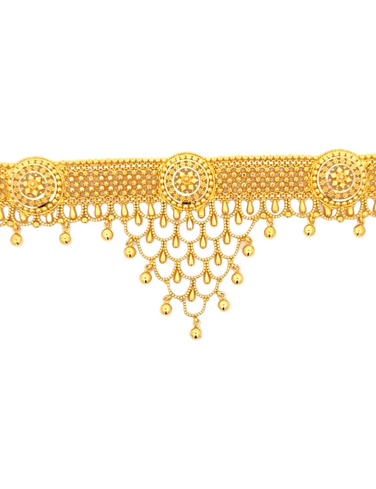 Gold Choker Set with Earrings 22 Karat