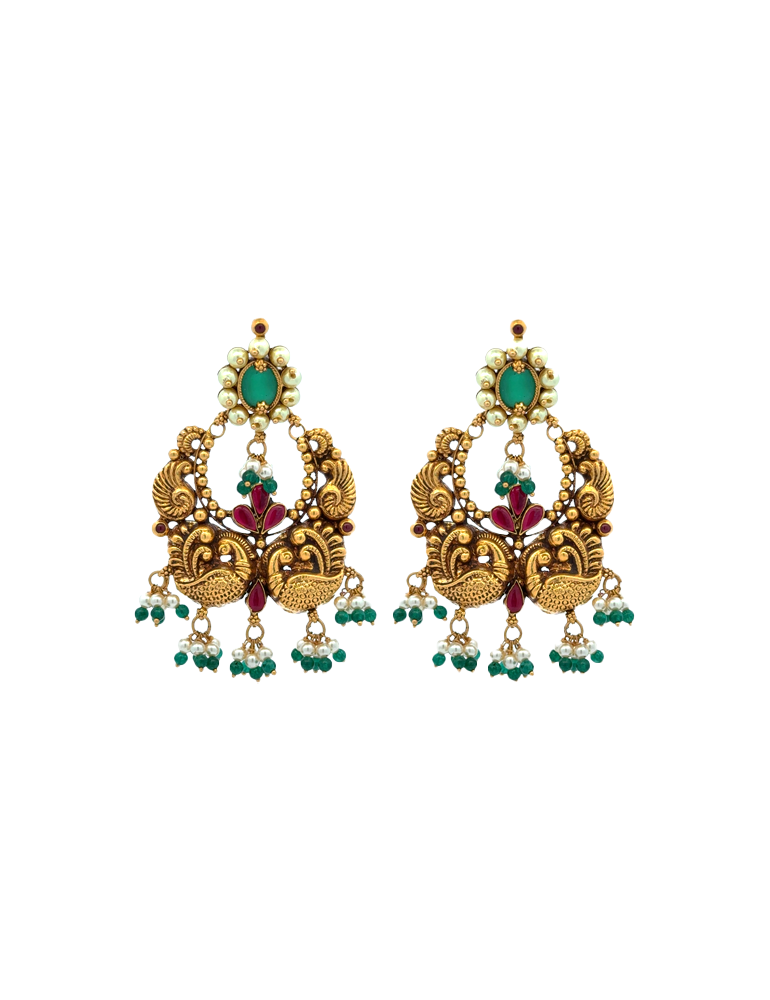 Lakshmi Devi Temple Necklace Set in 22K